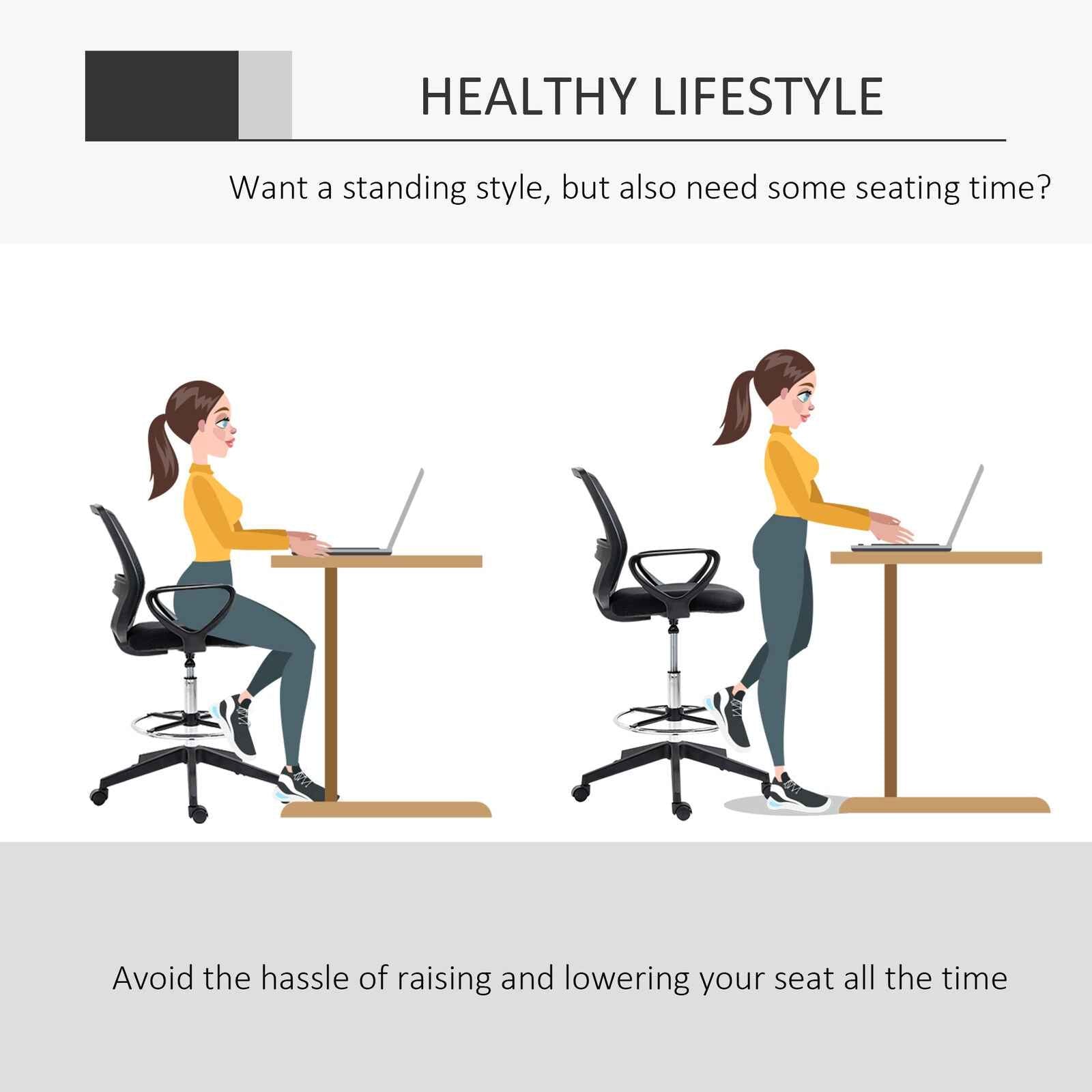 Ergo Heights Vinsetto Tall Desk Chair for Home Office - Ergo Heights