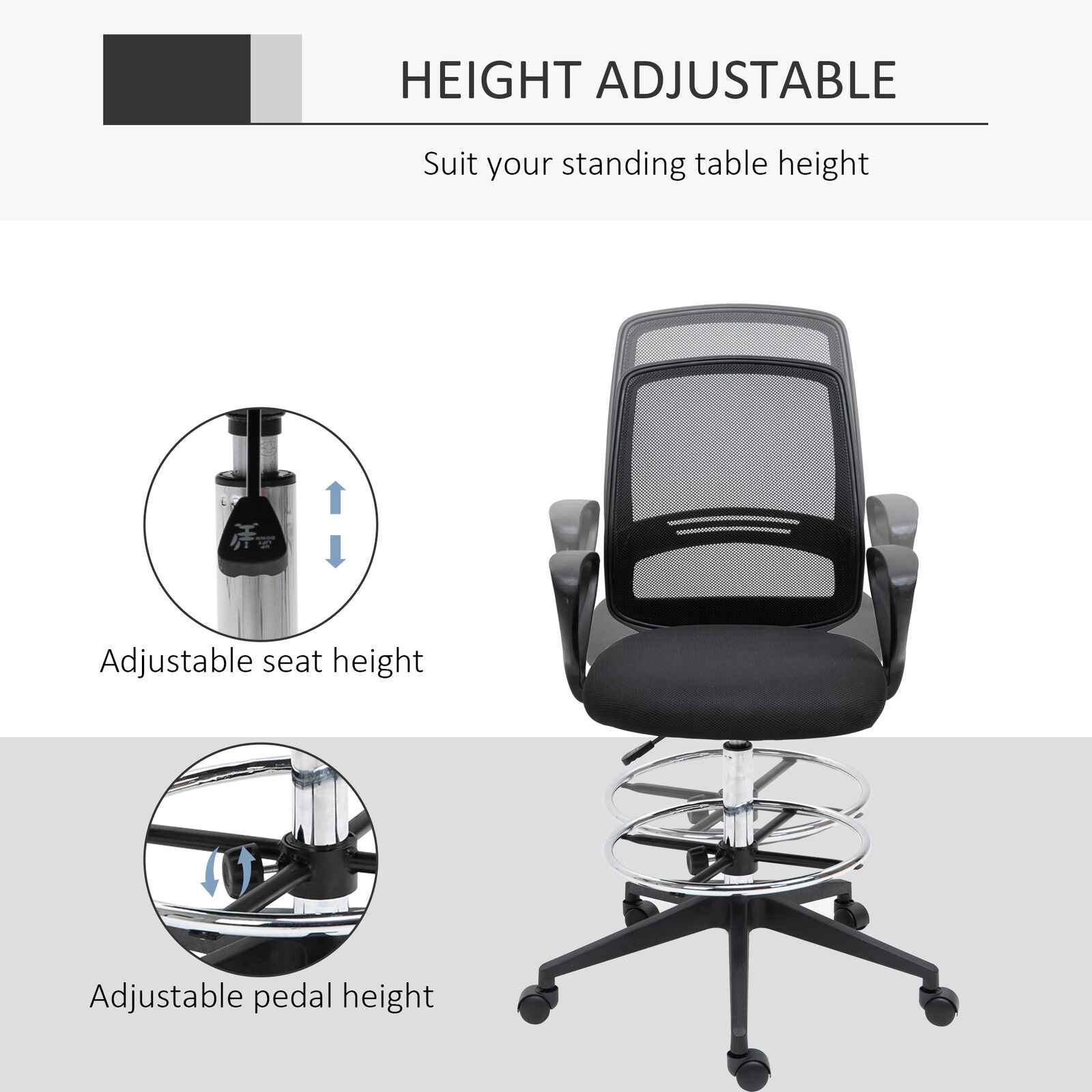 Ergo Heights Vinsetto Tall Desk Chair for Home Office - Ergo Heights