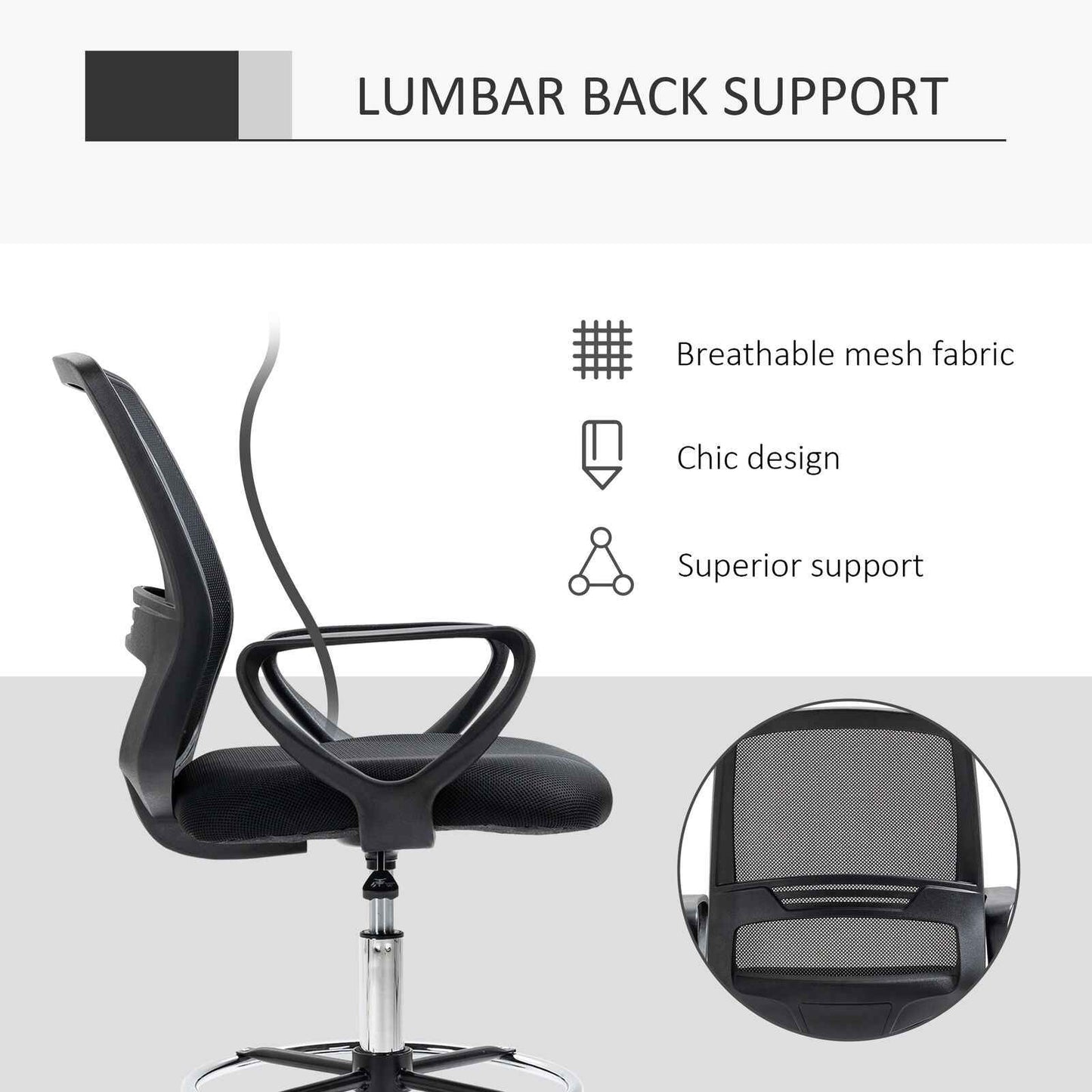 Ergo Heights Vinsetto Tall Desk Chair for Home Office - Ergo Heights