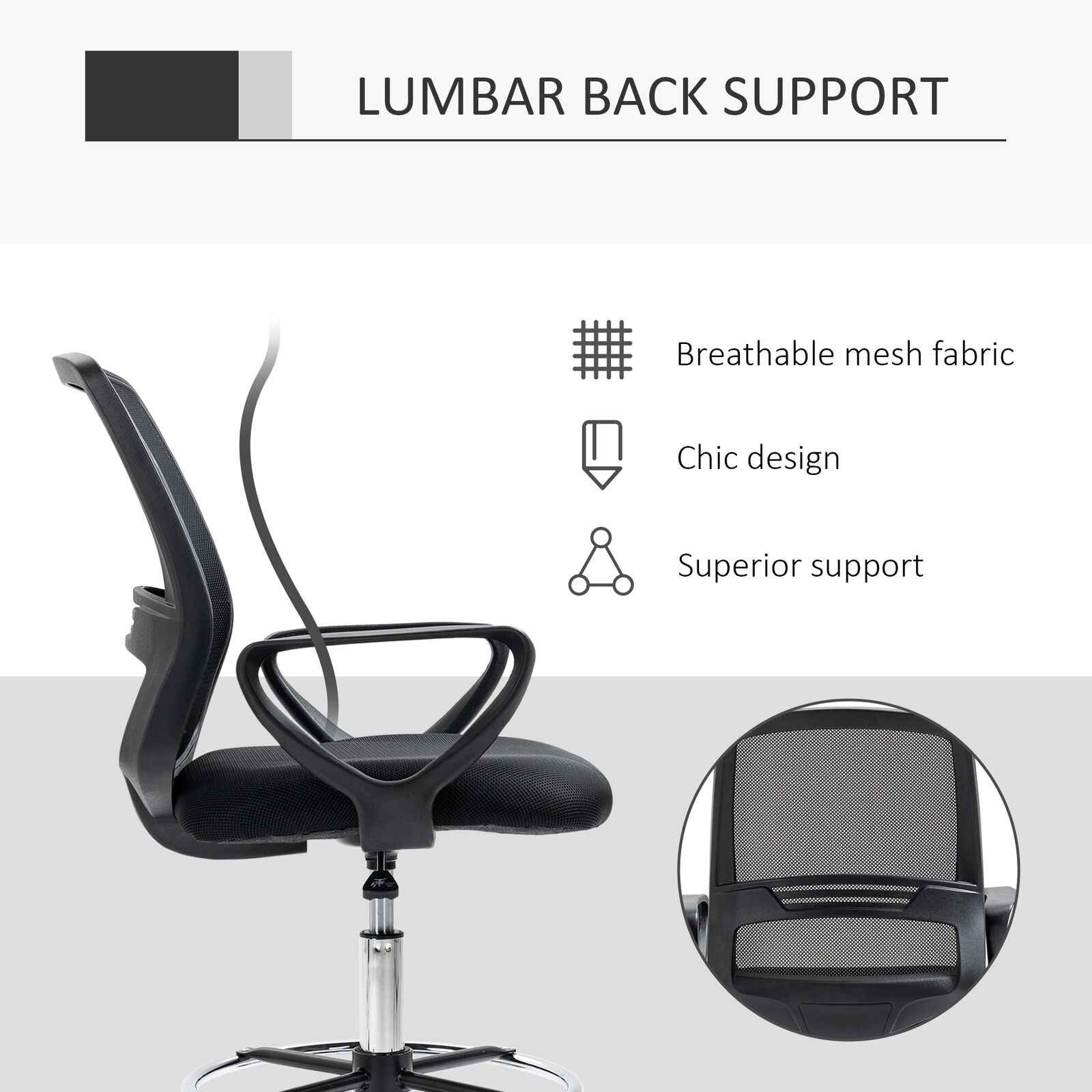 Ergo Heights Vinsetto Tall Desk Chair for Home Office - Ergo Heights