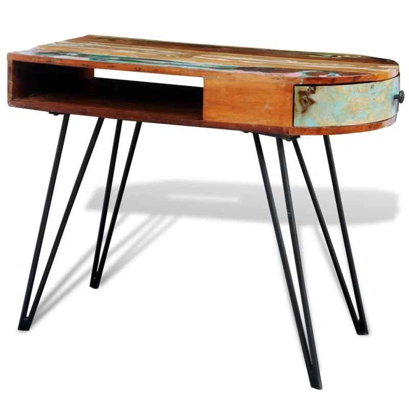Ergo Heights Desk with Vintage Rustic Wood & Metal Legs - Ergo Heights