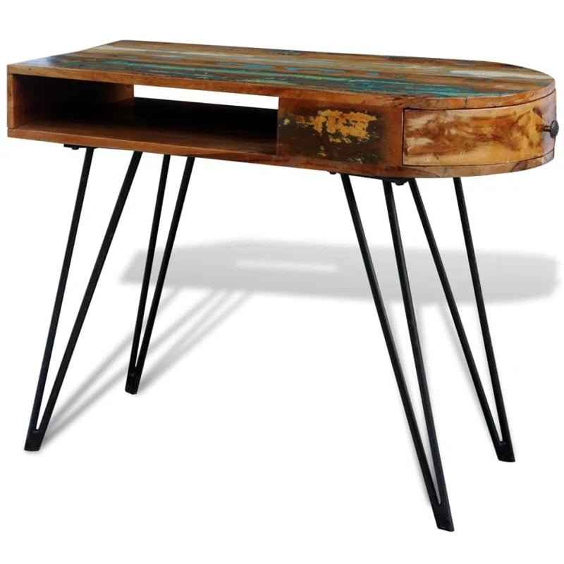 Ergo Heights Vintage Desk Look with Rustic Wood & Metal Legs