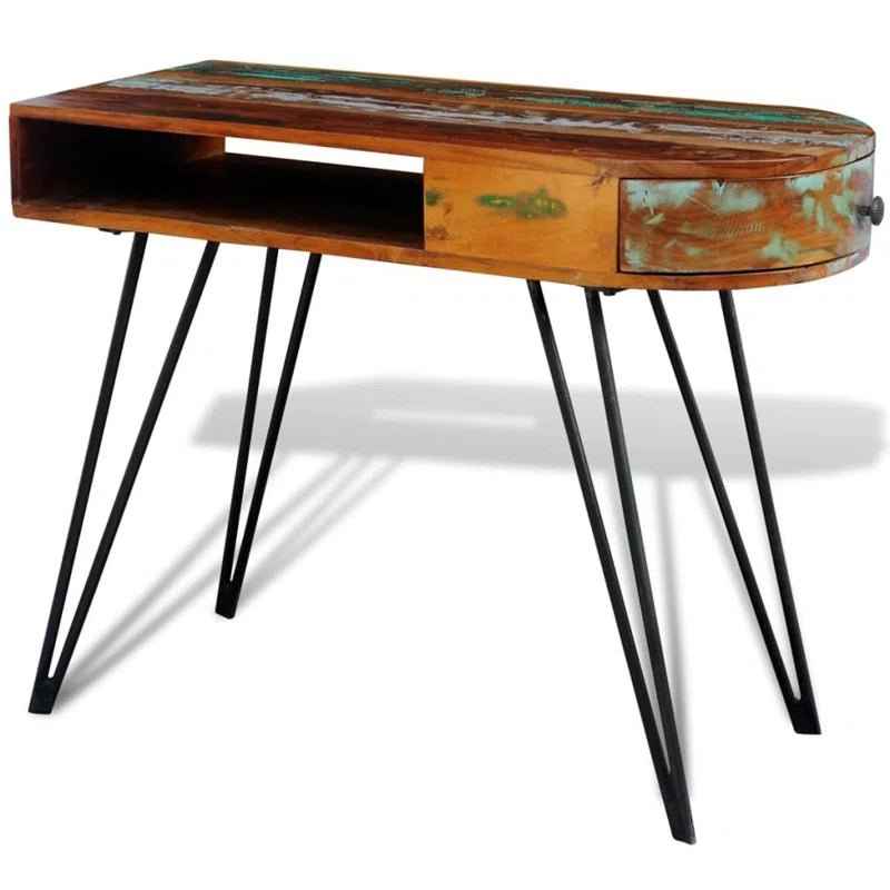 Ergo Heights Vintage Desk Look with Rustic Wood & Metal Legs