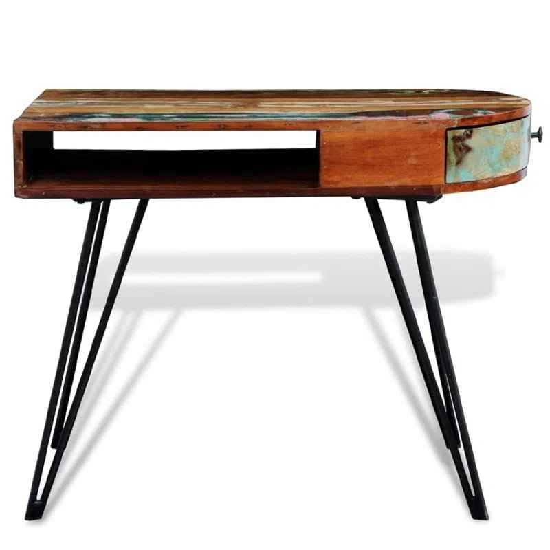 Ergo Heights Desk with Vintage Rustic Wood & Metal Legs - Ergo Heights