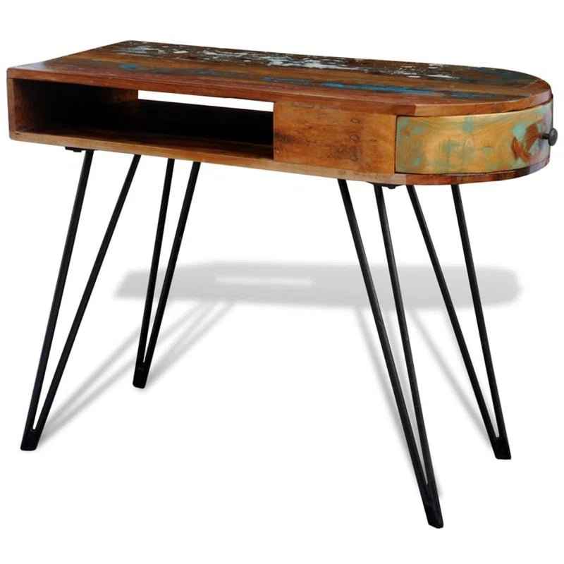 Ergo Heights Desk with Vintage Rustic Wood & Metal Legs - Ergo Heights