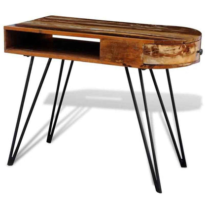 Ergo Heights Desk with Vintage Rustic Wood & Metal Legs - Ergo Heights