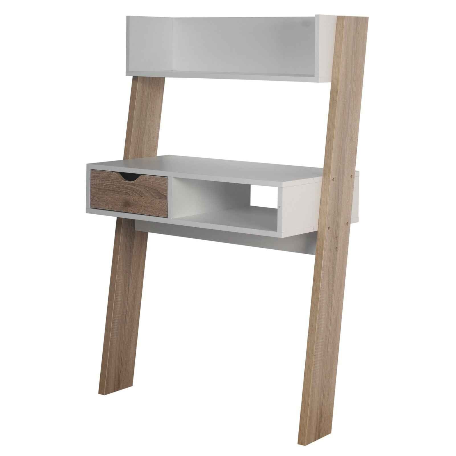 Ergo Heights Wall Desk With Storage Shelves And Drawer