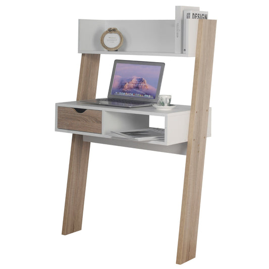 Ergo Heights Wall Desk With Storage Shelves And Drawer.