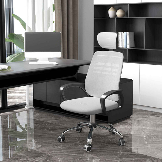 Ergo Heights White Office Chair with Ergonomic Support.