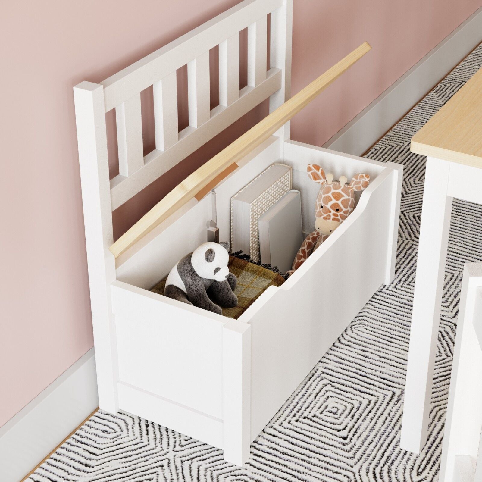 Ergo Heights Wooden Kids Table and Chairs Set - Grey White.